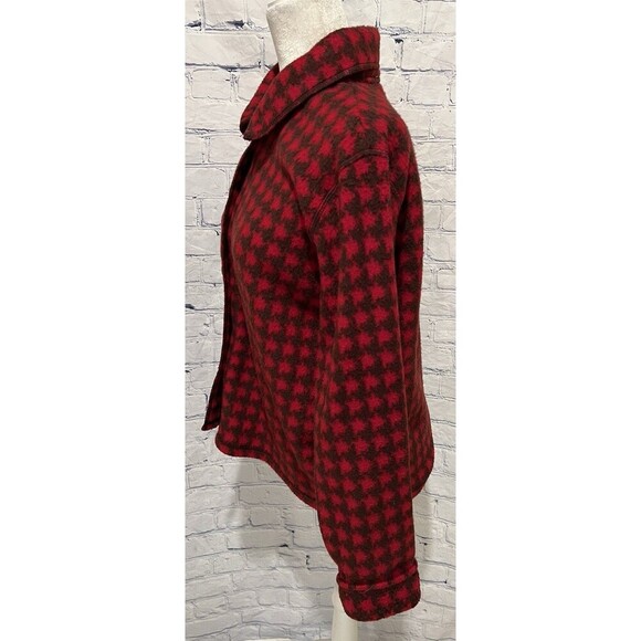 All Points By Reference Point Red & Black Houndstooth Fleece Jacket Size Small - Picture 3 of 7